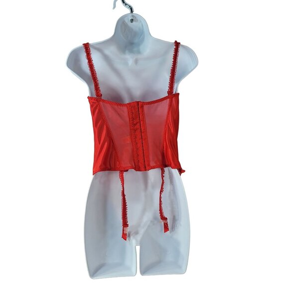 Victoria's Secret Corset Bustier Red Size 36 Garter Boned Underwire ILGWU VTG - Picture 5 of 14